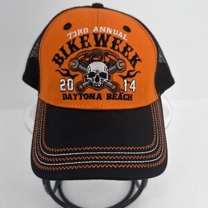 Daytona Beach 73rd Annual Bike Week 2014 Hat OSFM Orange & Black